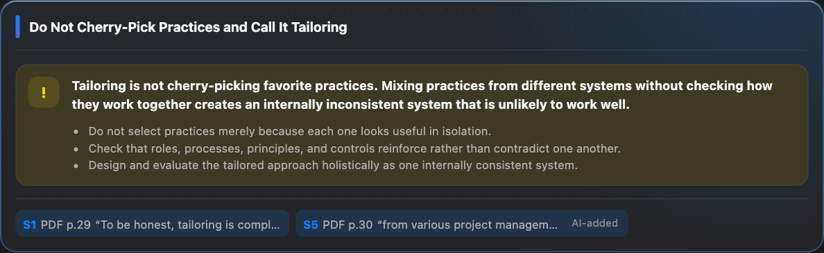 Tailoring is not cherry-picking
