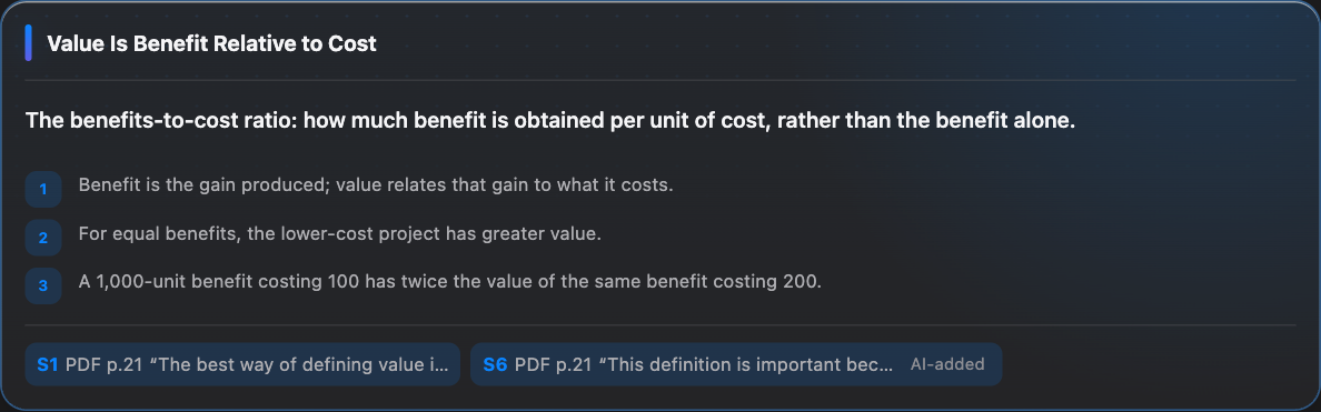Value is benefit divided by cost—not benefit itself