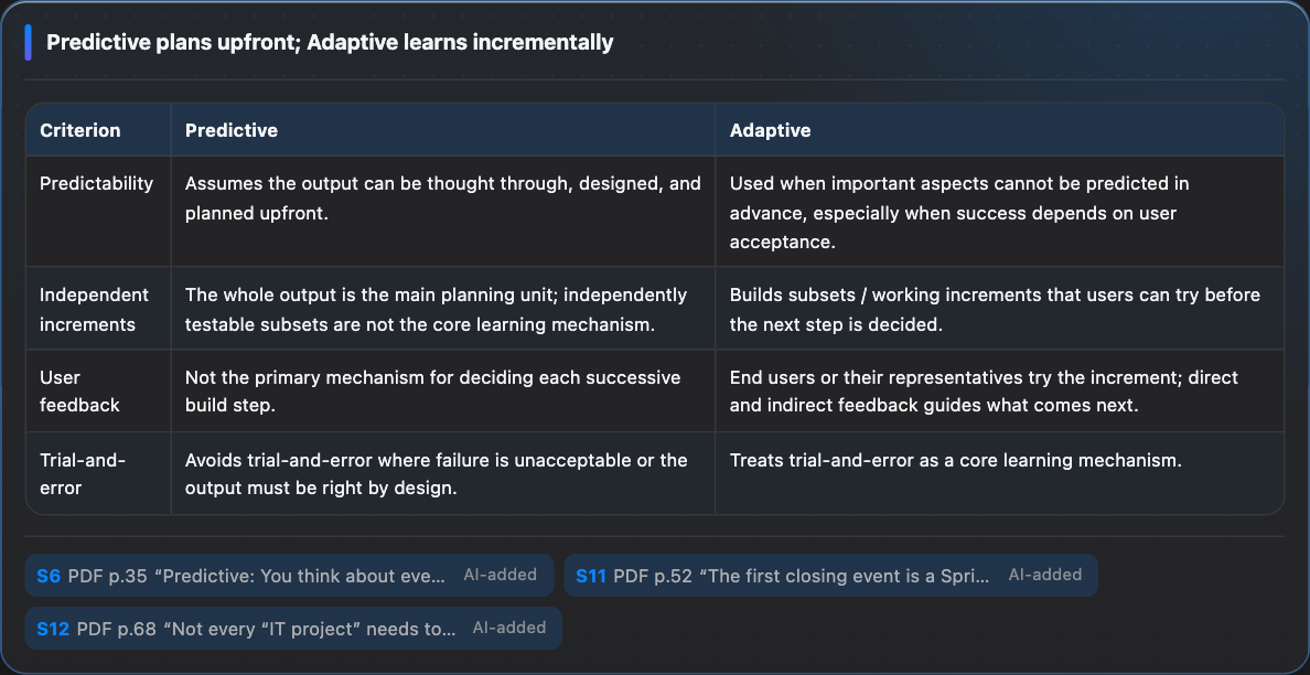 Four conditions that separate Predictive from Adaptive